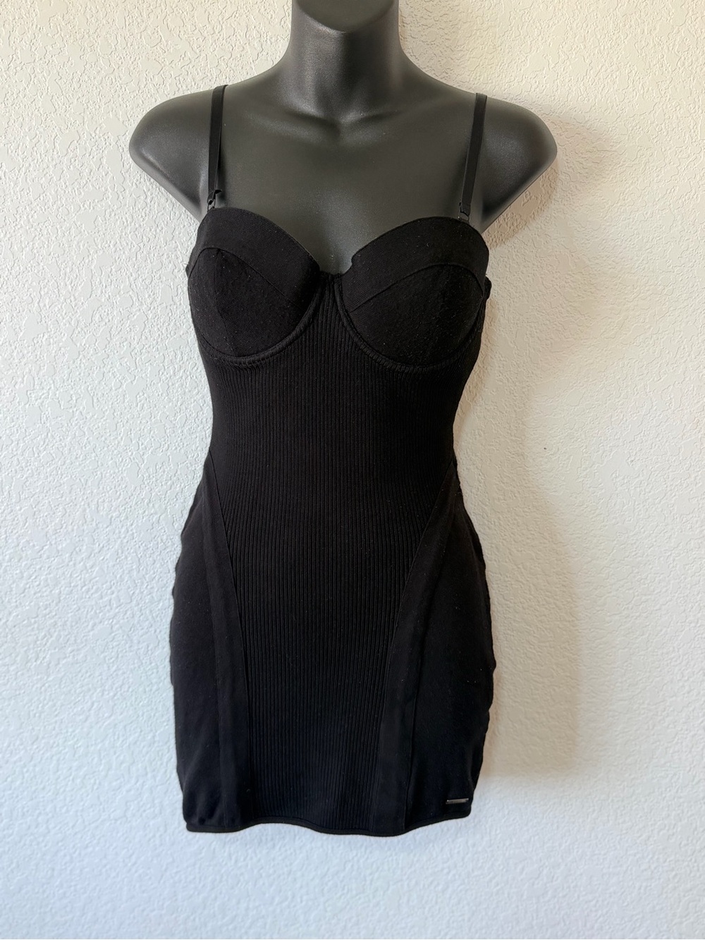 Guess Black Sculpting Bustier Mini Dress